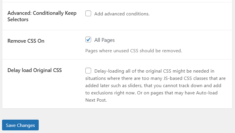 گزینه Remove CSS on all pages