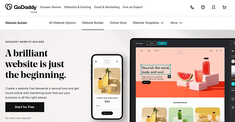 GoDaddy website builder 