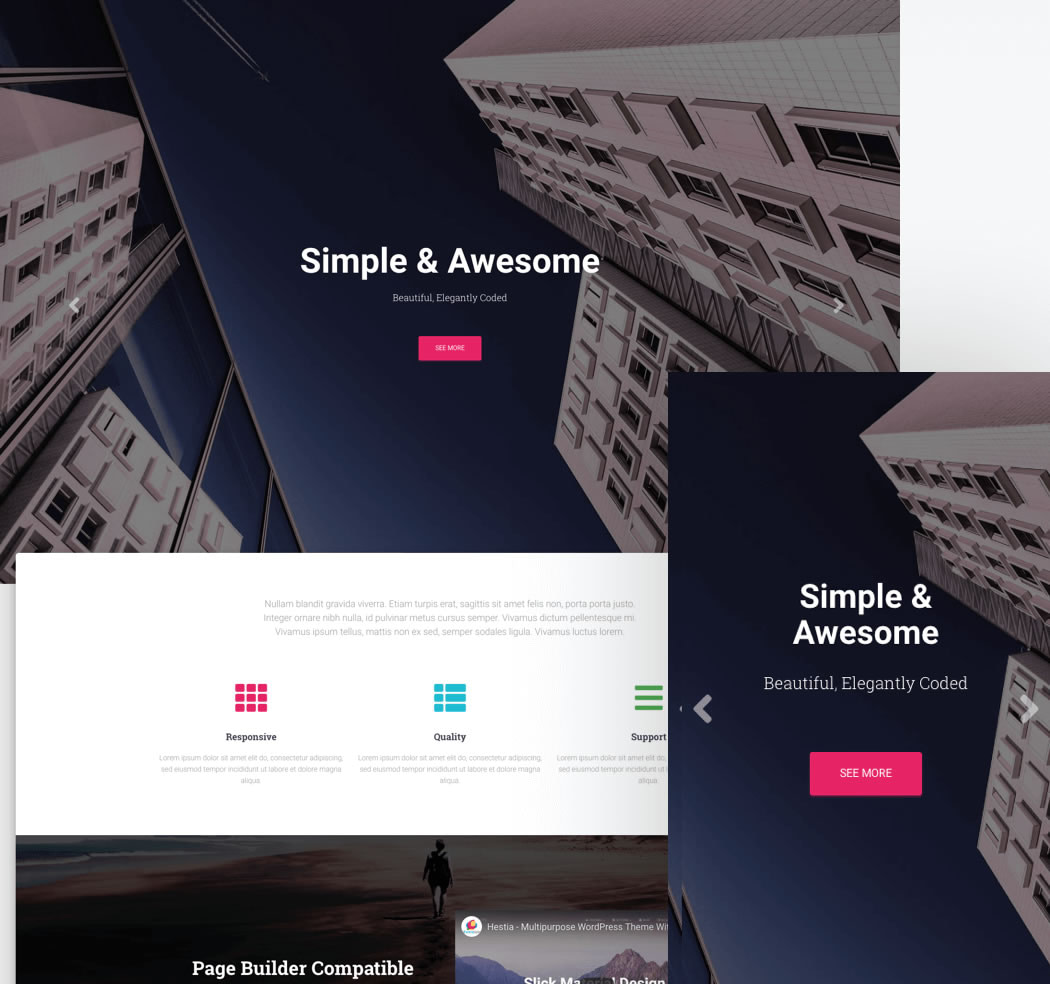 Our popular WordPress theme, Hestia, and the responsive header