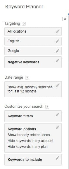keyword research for WordPress via Google Keyword Planner