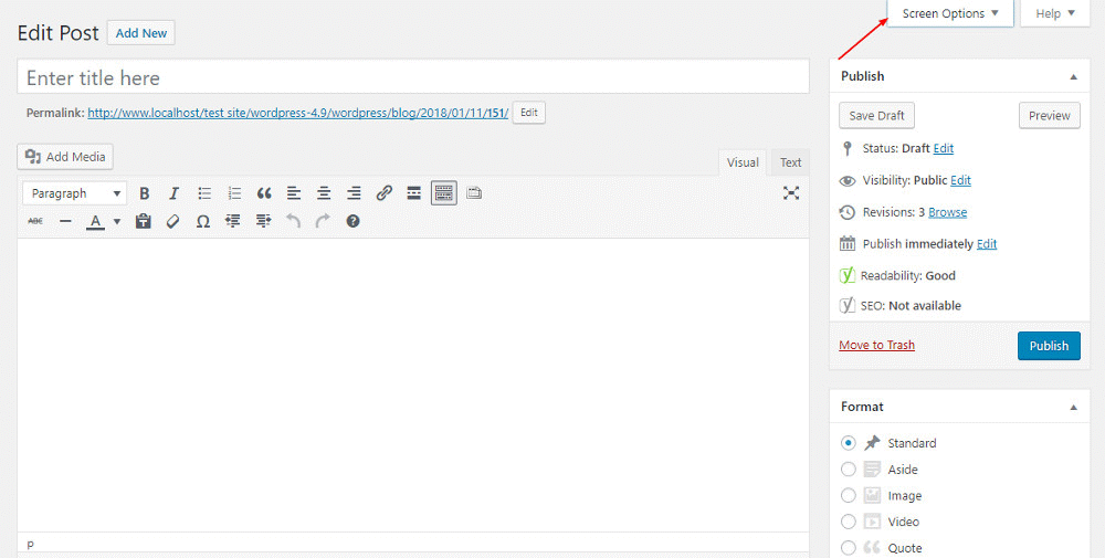 WordPress features: Screen Options