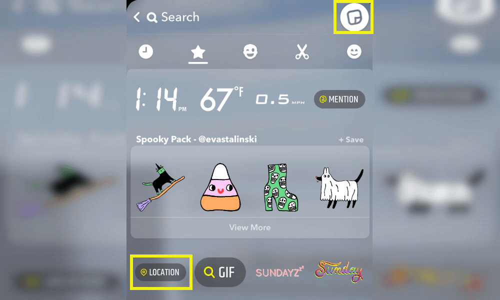 Snapchat location sticker.