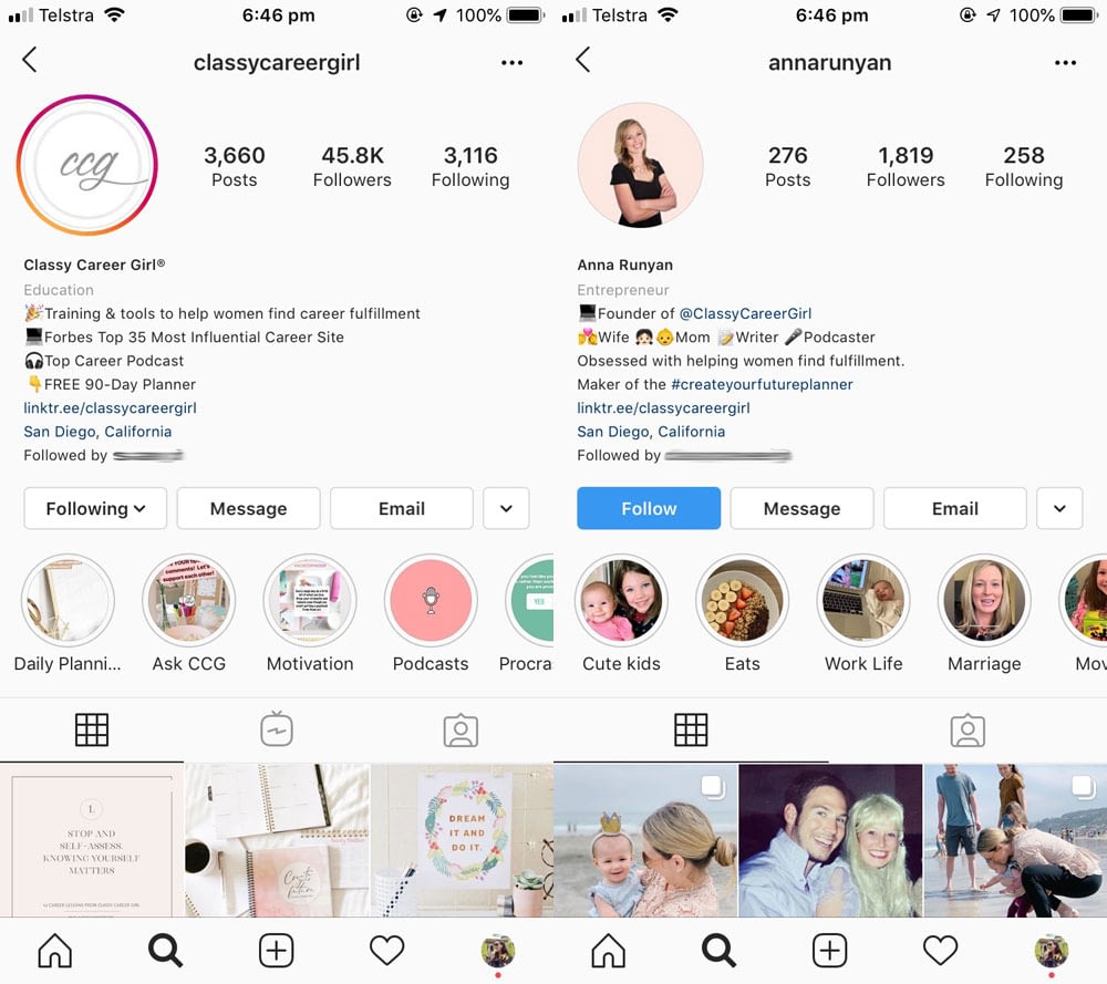 Classy Career Girl Instagram Business account