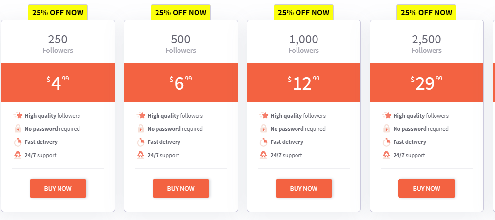 Prices if you want to buy Instagram followers