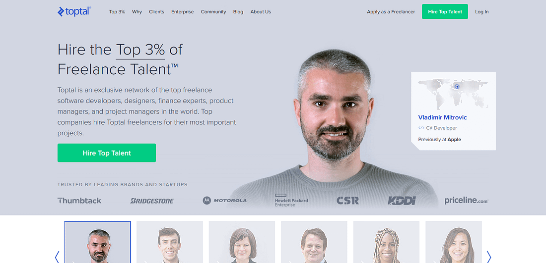 The Toptal homepage