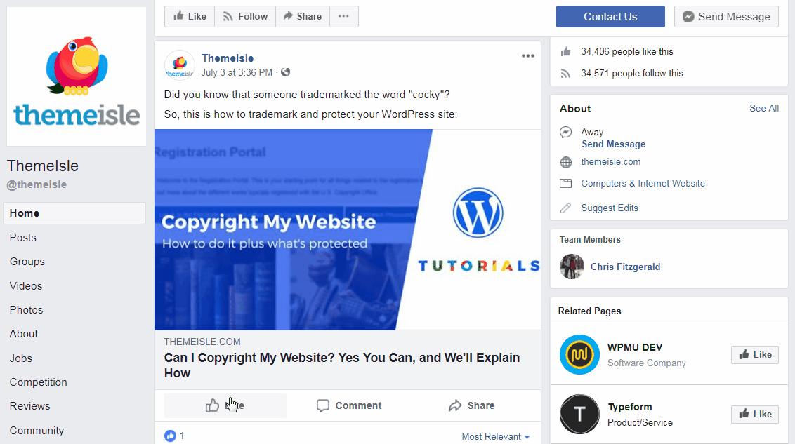 Facebook 'like' button animations.