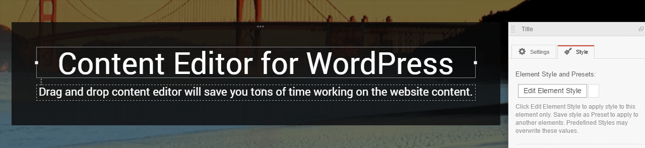 A screenshot of the MotoPress Content Editor in action.