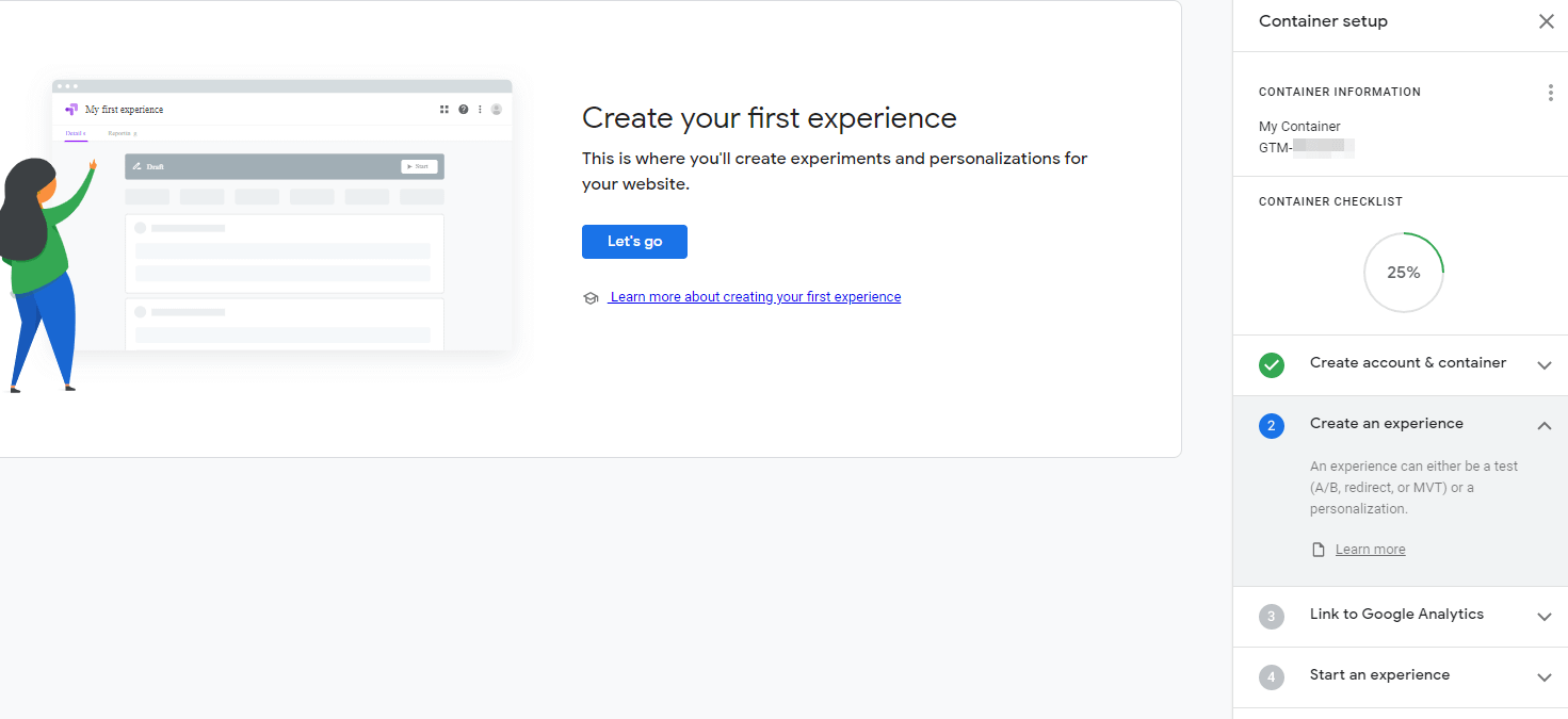 The Optimize dashboard.