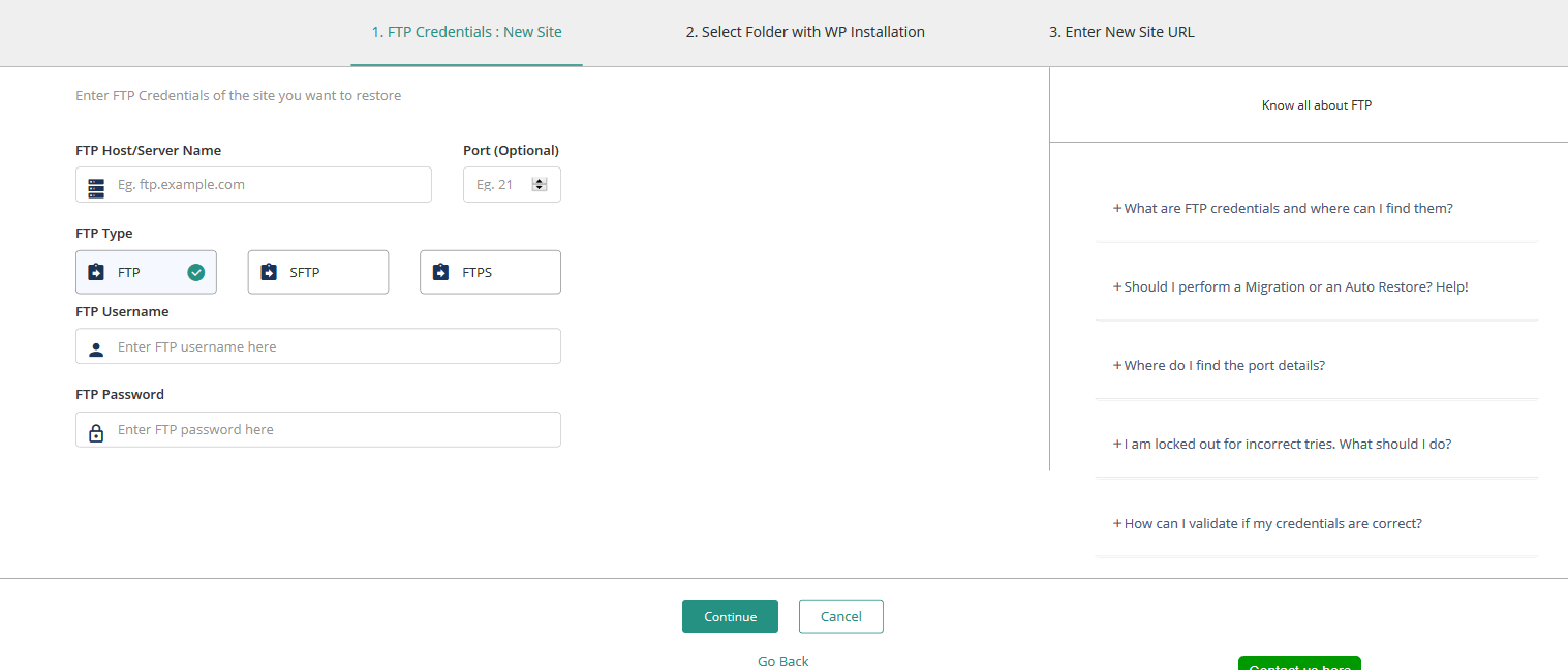 BlogVault migration tool