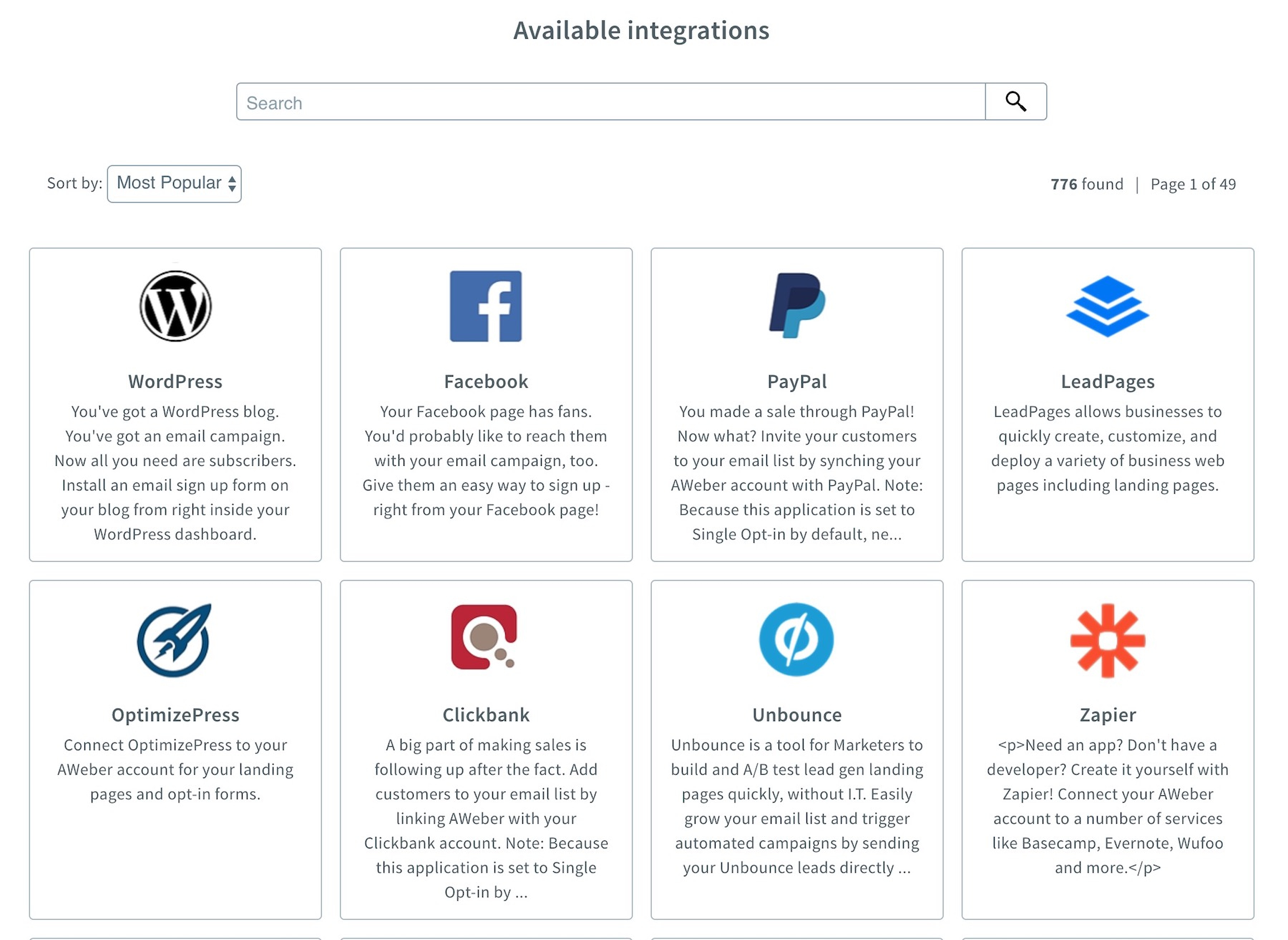 AWeber integrations
