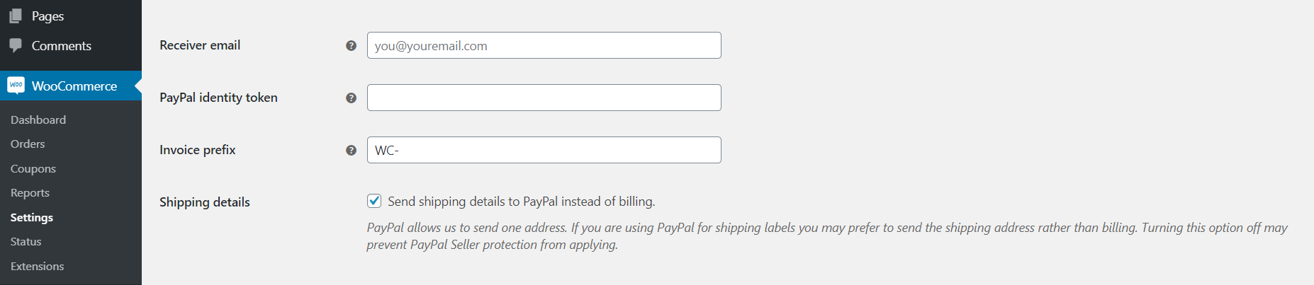 Configuration de vos paramètres PayPal.