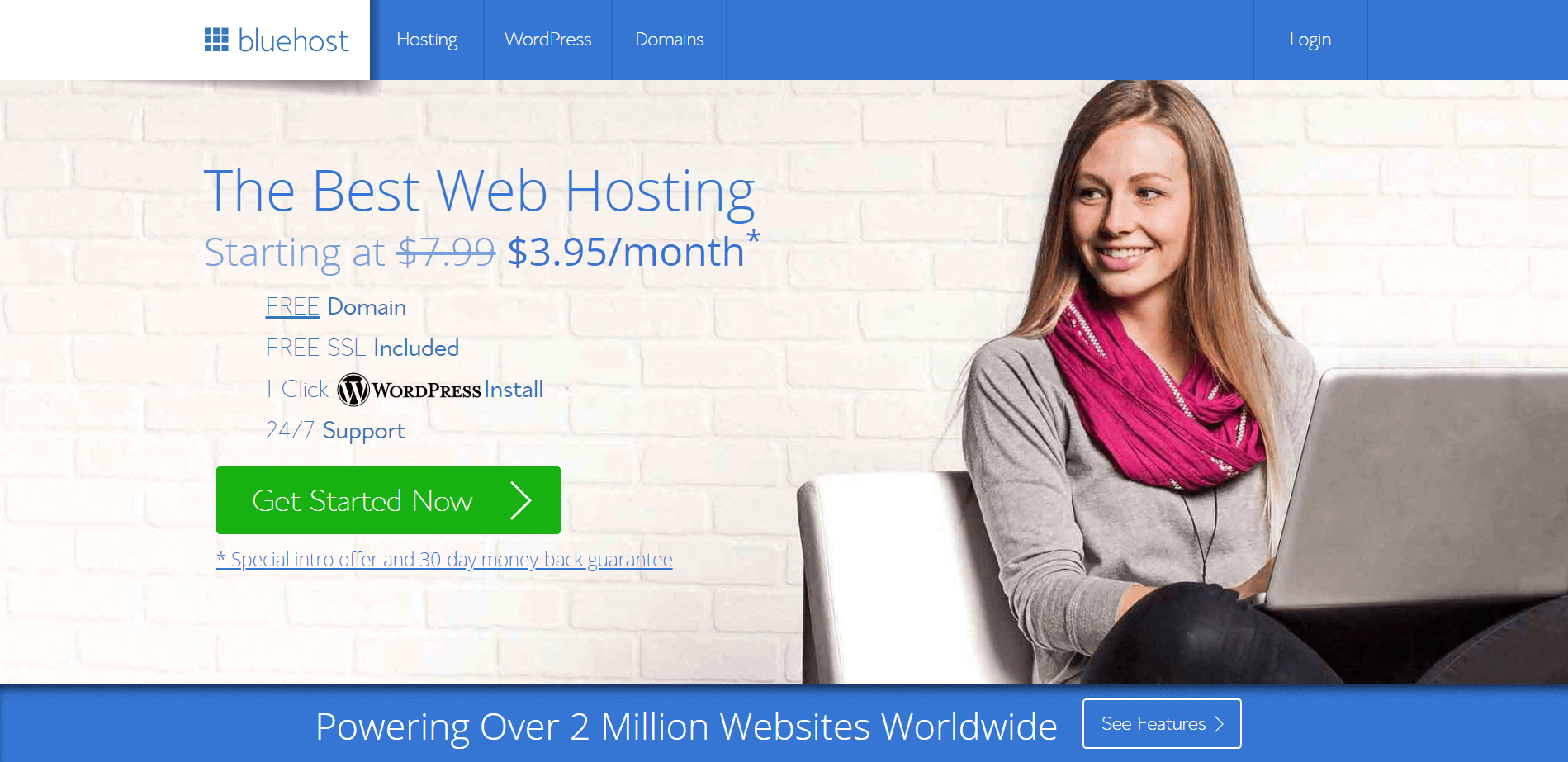 The Bluehost website.