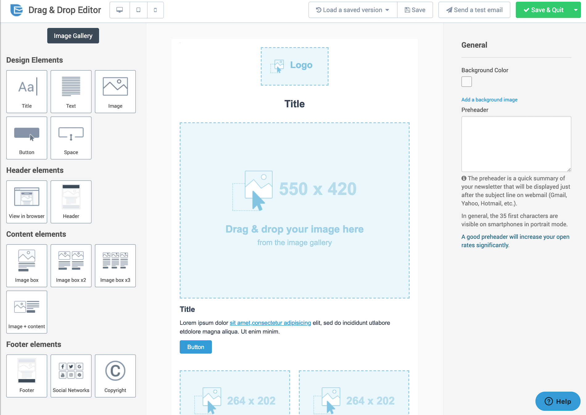 Sendinblue editor