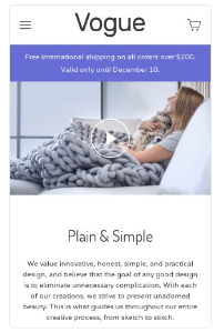Shopify Vogue theme mobile design