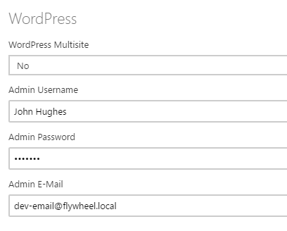 Setting your WordPress username, password, and email.
