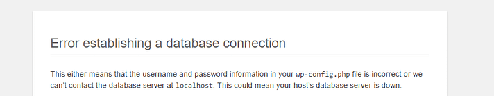 Fixing an error establishing a database connection.