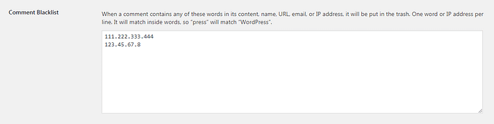 how to block IP addresses in WordPress comments