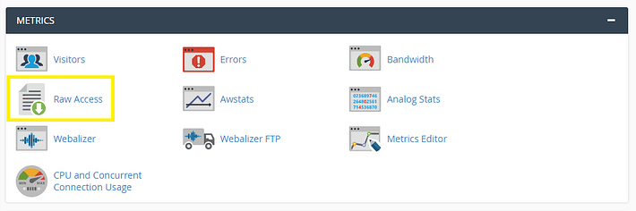 The Access Logs option in a web host control panel.