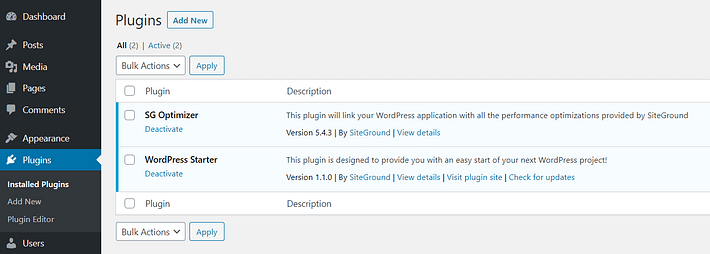 Adding a new WordPress plugin.