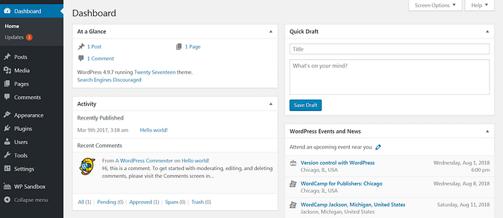 blogger vs WordPress kontrol paneli.