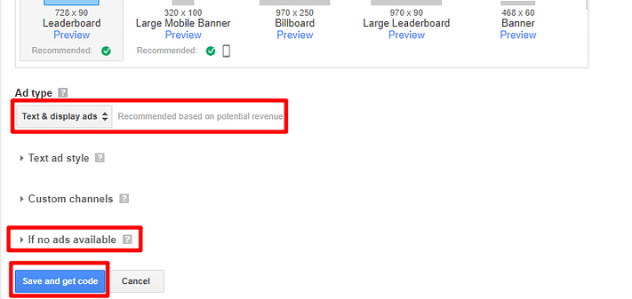 ek adsense seçenekleri
