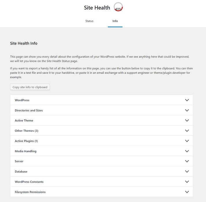 SIte health info