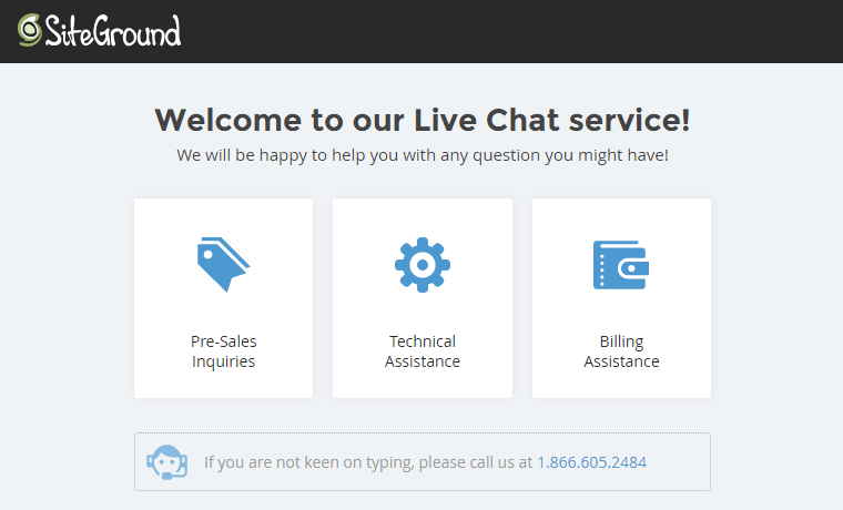 SiteGround's Live Chat system.