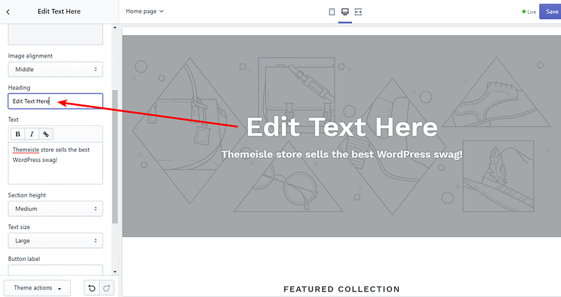 Shopify editor