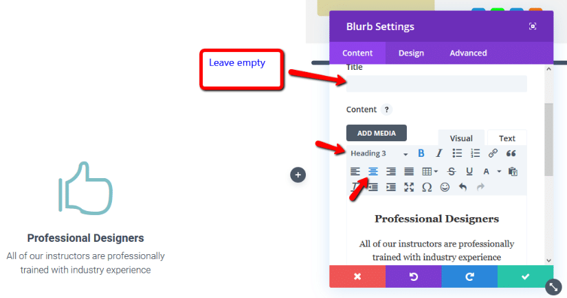 editing divi blurb module