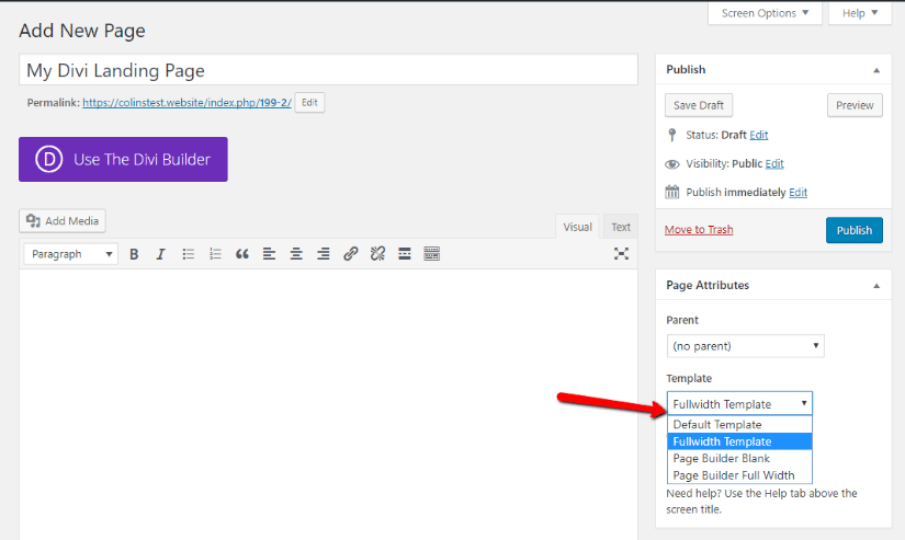 how to choose page template