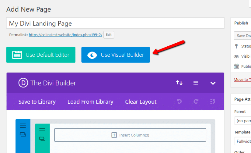 accessing the visual builder