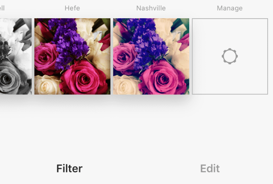 How to create a brand identity: Manage filters settings on Instagram.