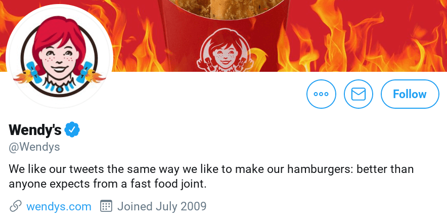 How to create a brand identity: Wendy's Twitter Bio.