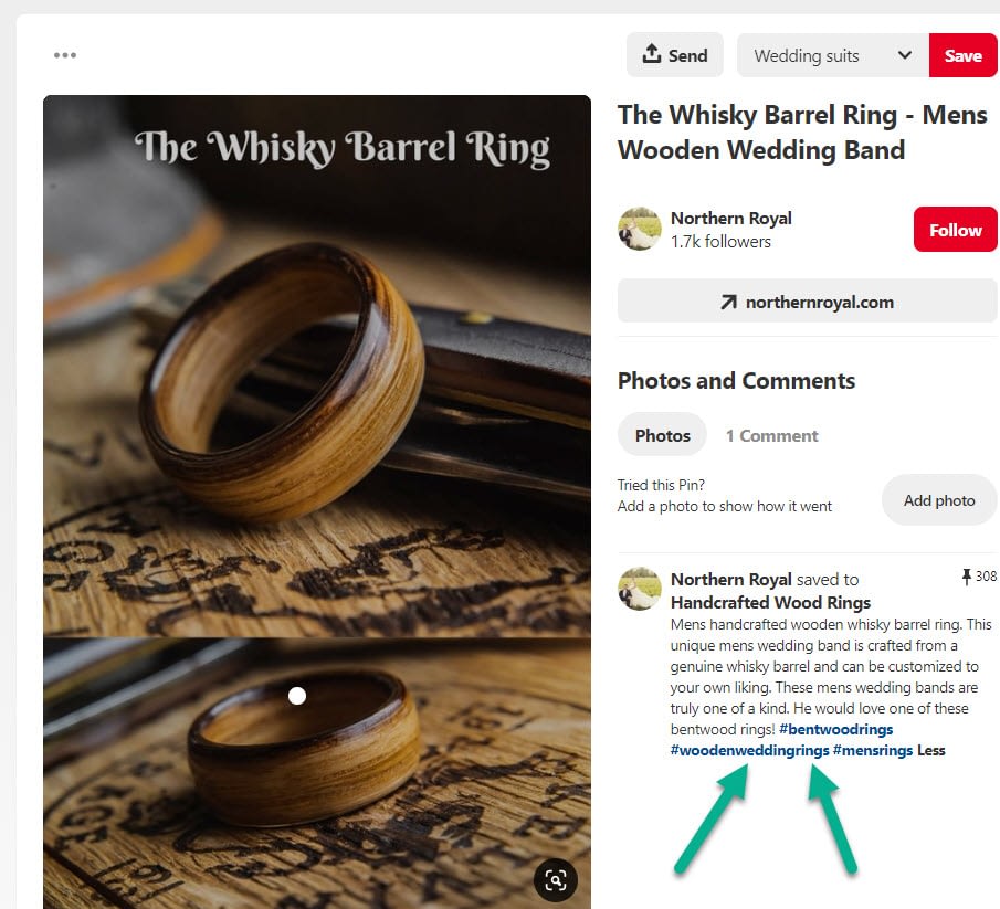 whiskey wood ring - Pinterest marketing