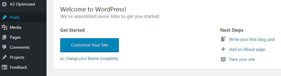 The WordPress dashboard.