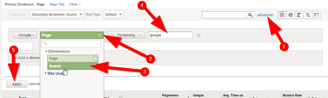 Filtering by source